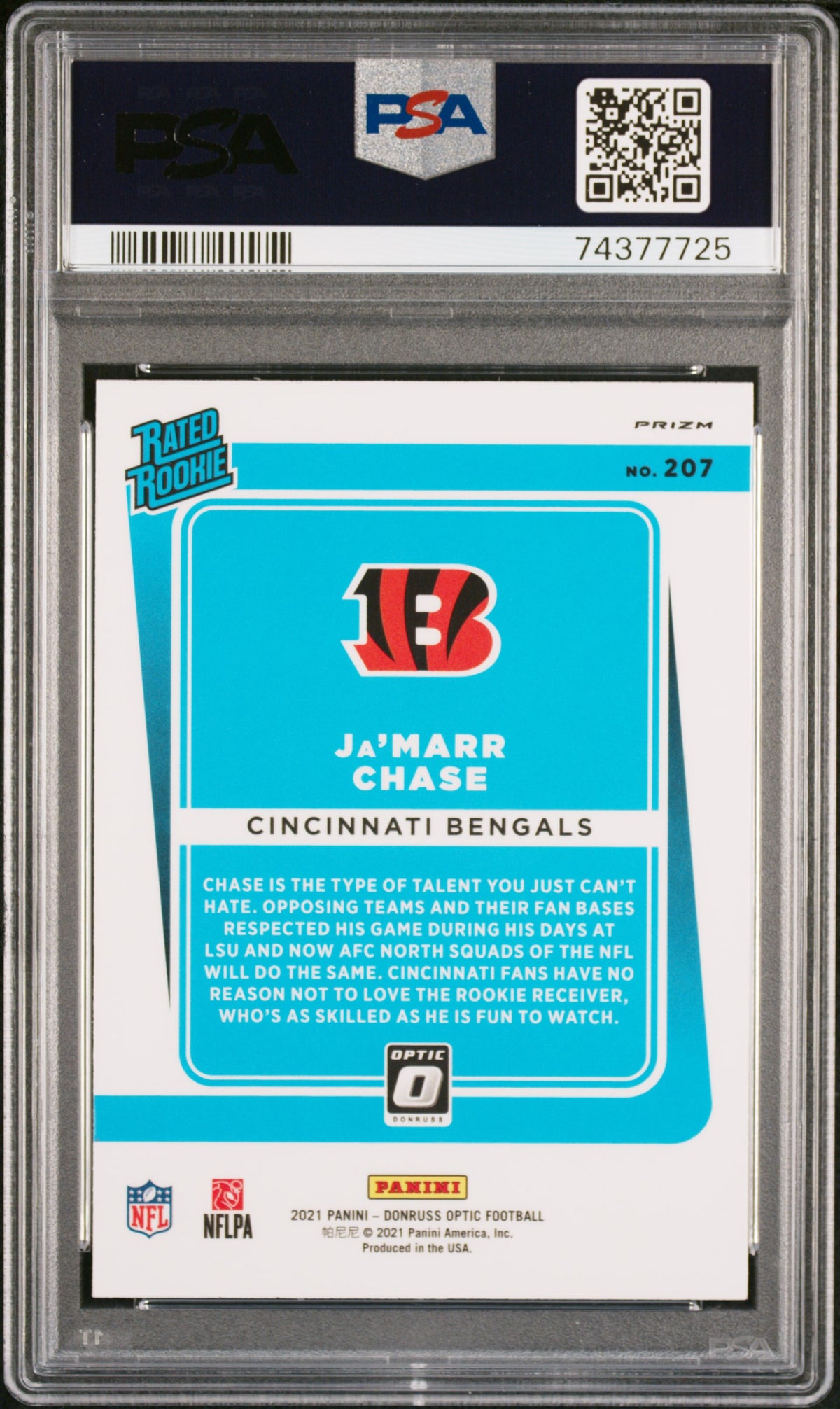2021 Panini Donruss Optic Ja'marr Chase #207 Holo PSA 9