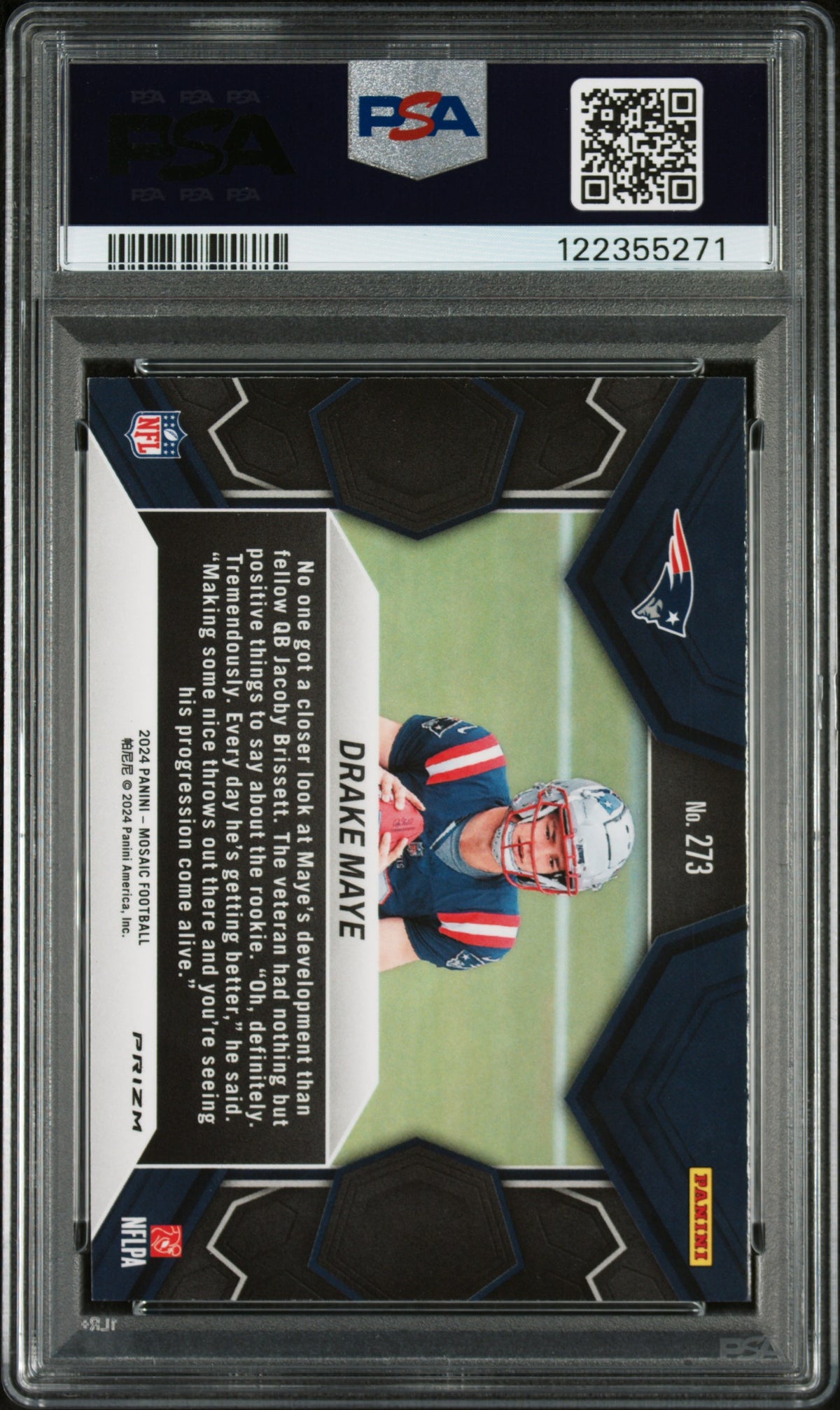 2024 Panini Mosaic Drake Maye #273 Reactive Yellow PSA 9