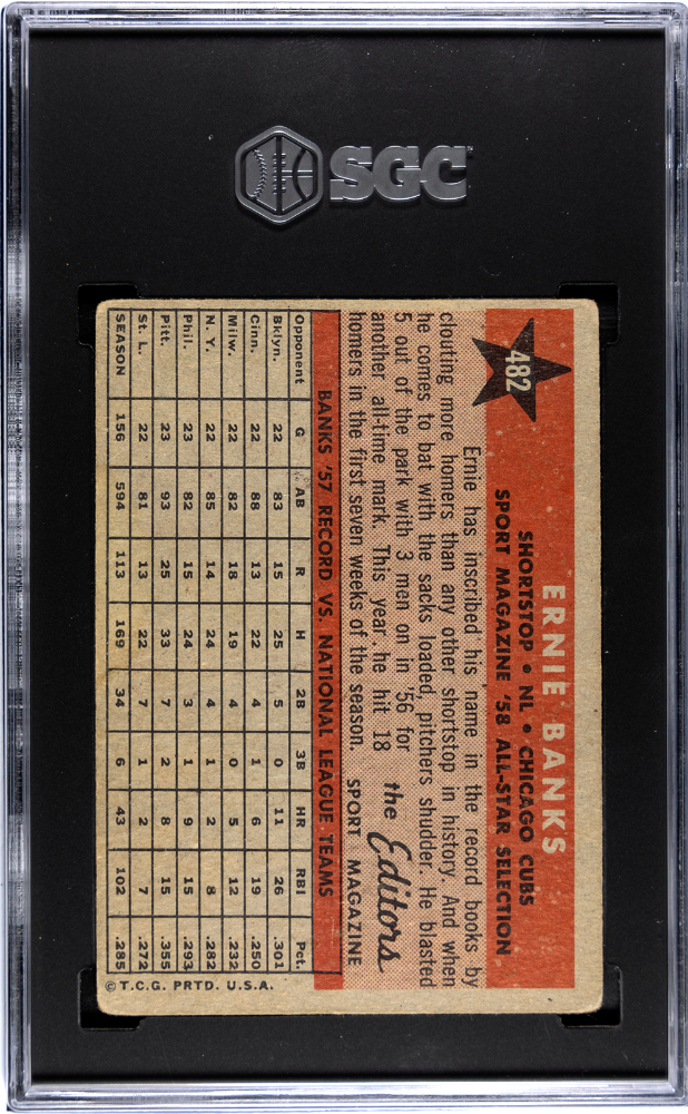 1958 Topps Ernie Banks #482 All Star SGC 3
