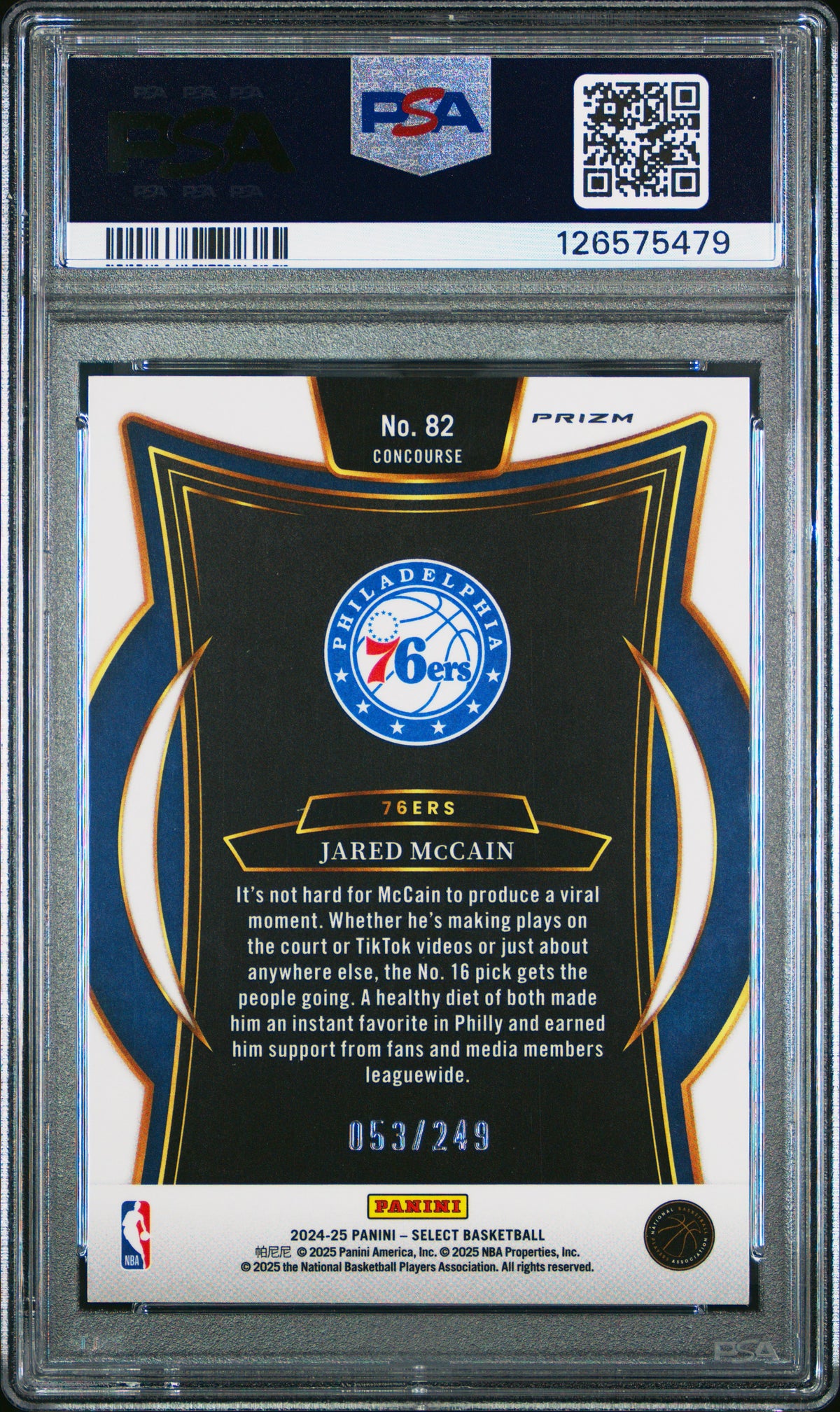 2024 Panini Select Jared Mccain #82 Blue Scope PSA 10