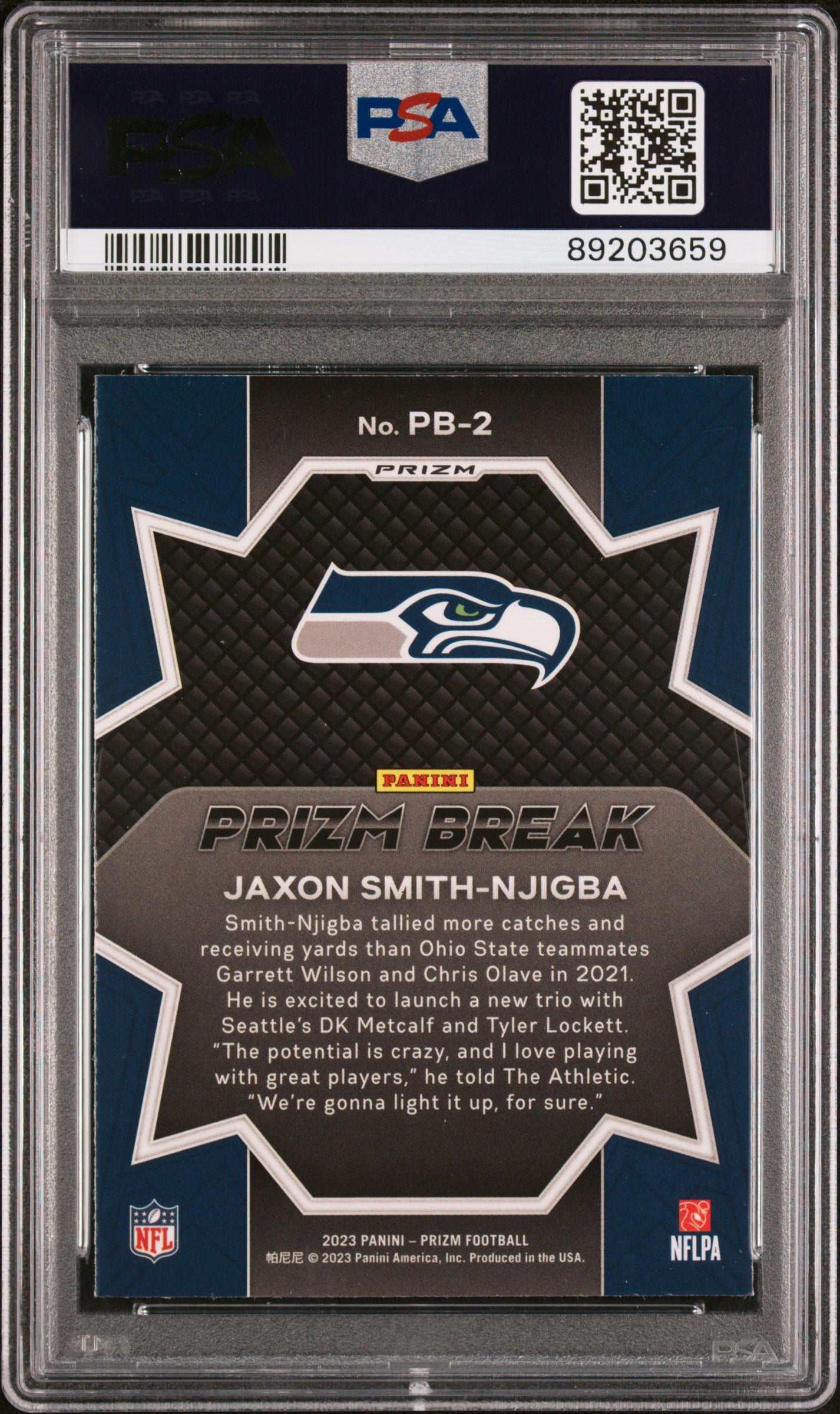 2023 Panini Prizm Prizm Break Jaxon Smith-Njigba #PB2 Green PSA 10