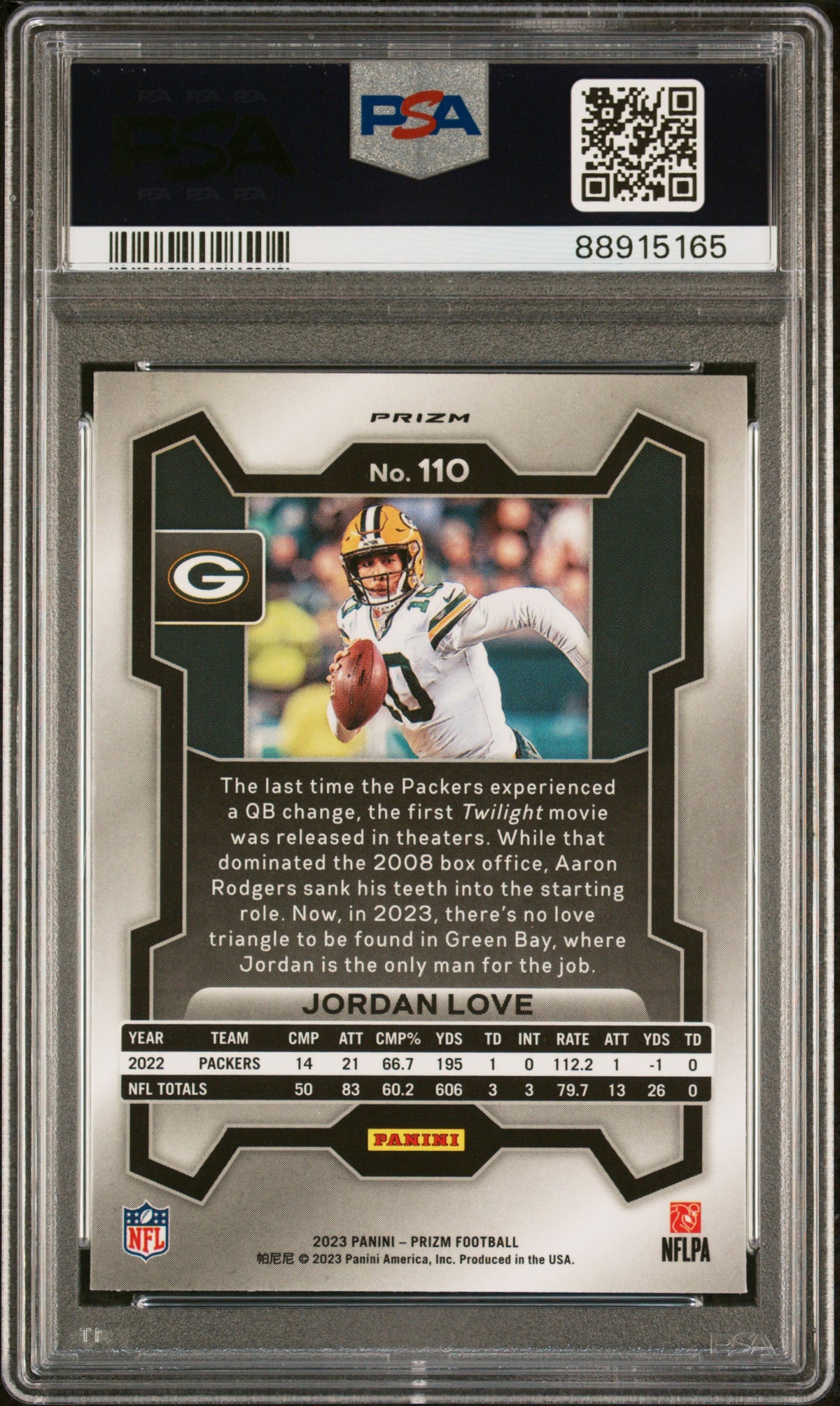 2023 Panini Prizm Jordan Love #110 Black & White Checker PSA 9