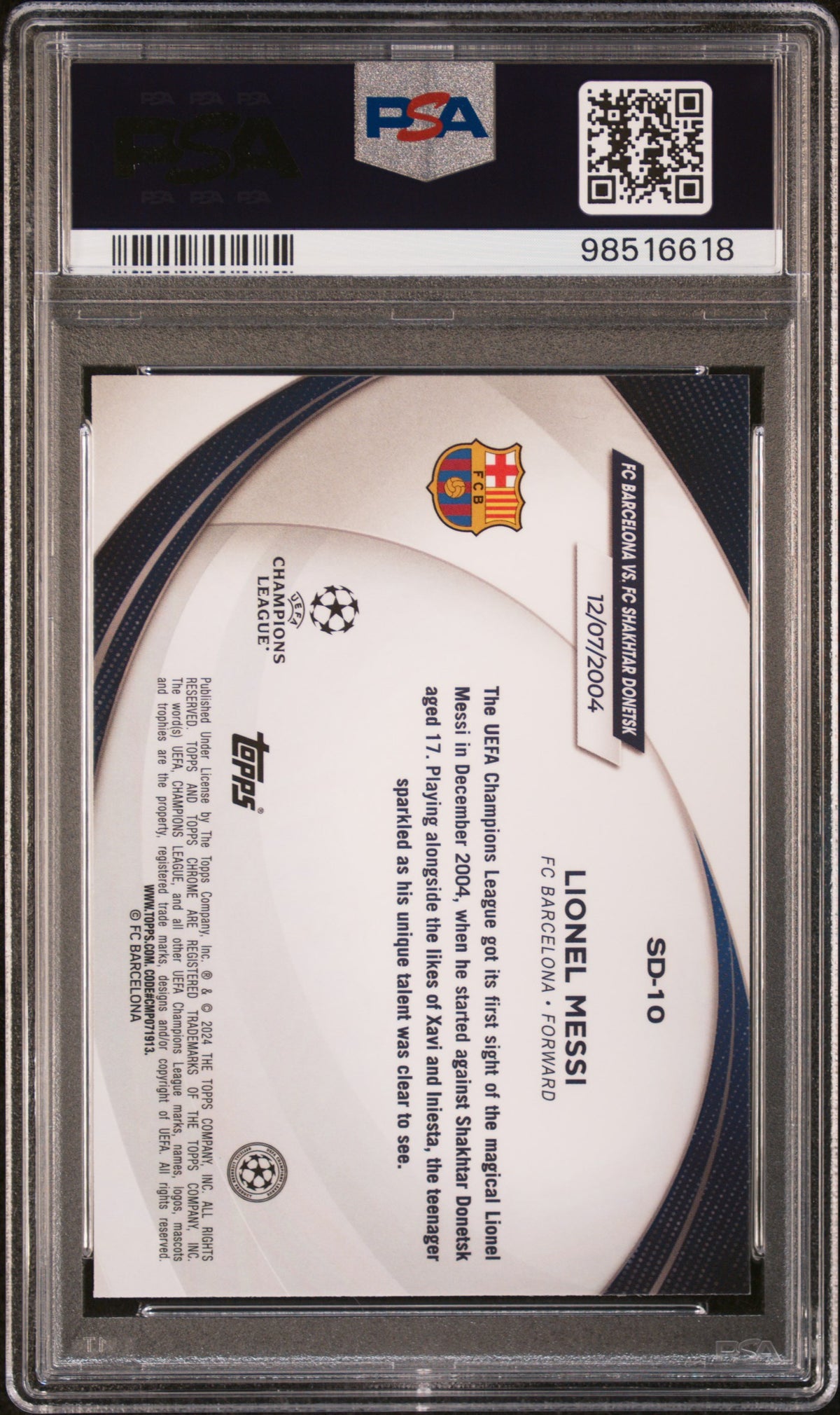 2023-24 Topps Chrome UEFA Competitions Starball Debut Lionel Messi #SD10 PSA 10