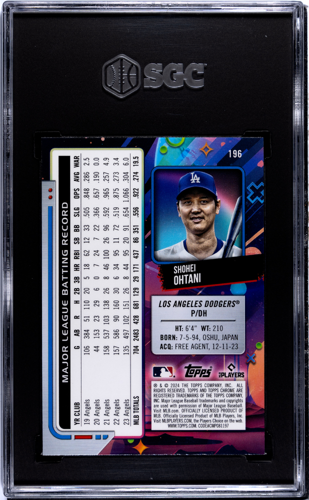 2024 Topps Cosmic Chrome Shohei Ohtani #196 Green Space Dust Refractor 75 SGC 10