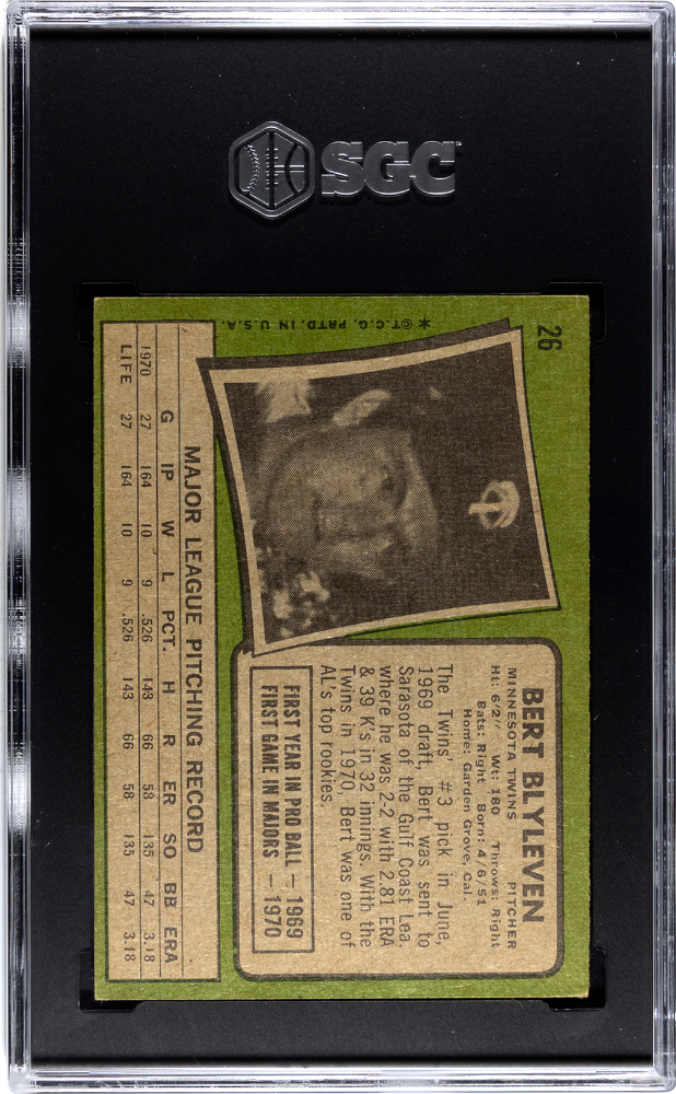 1971 Topps Bert Blyleven #26 SGC 3.5