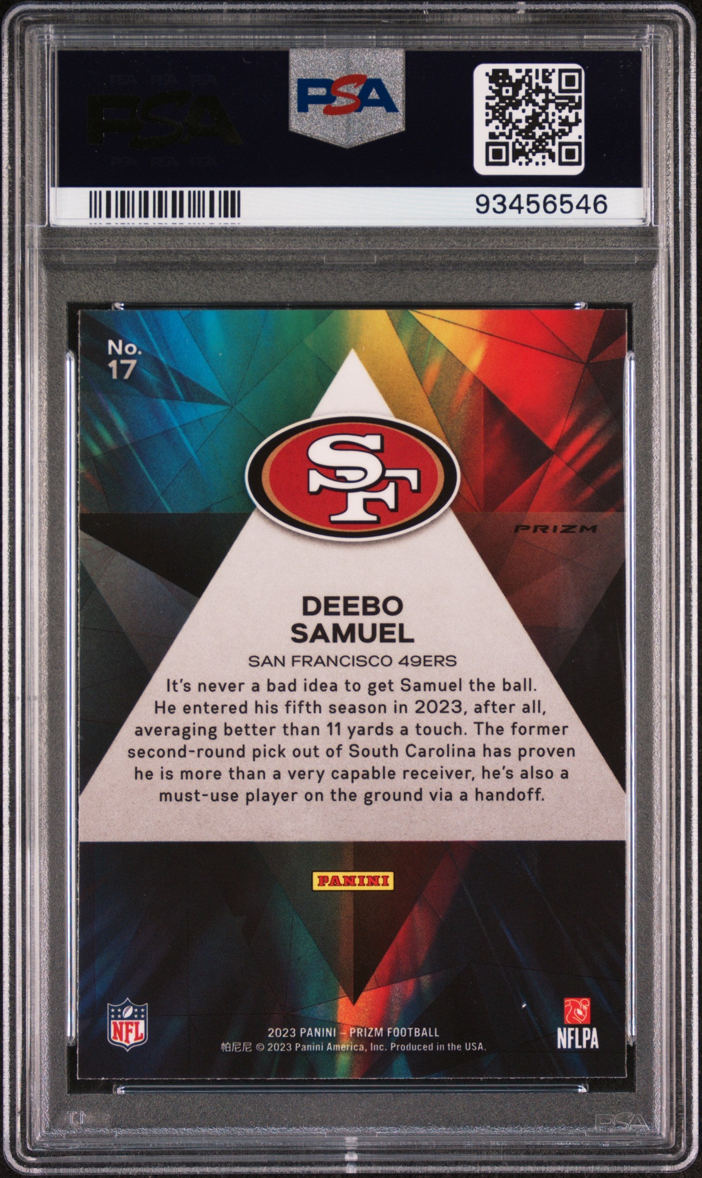 2023 Panini Prizm Prizmatic Deebo Samuel #17 Green Ice PSA 10