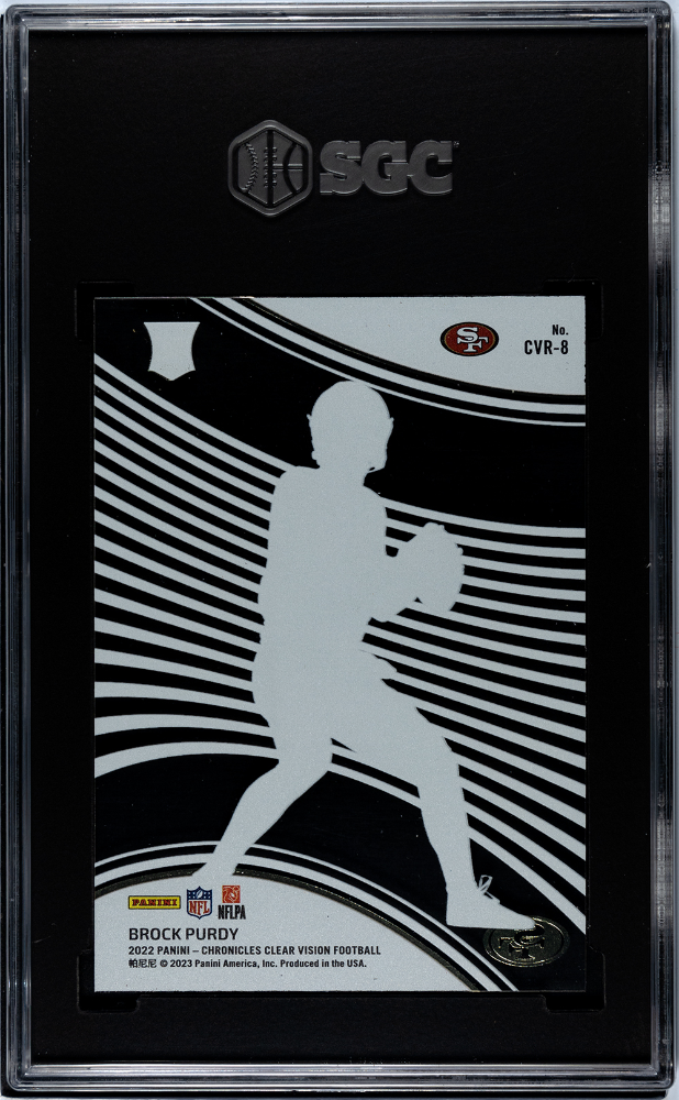 2022 Panini Chronicles Brock Purdy #CVR-8 Clear Vision Rookies SGC 10