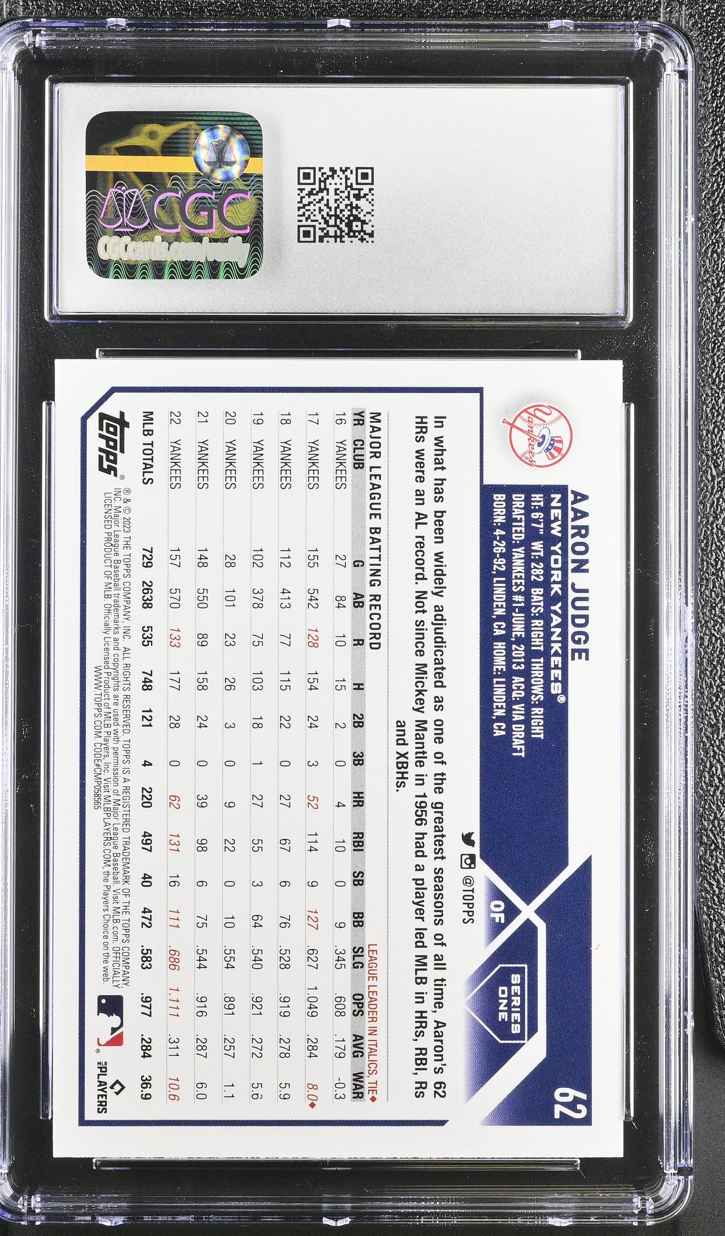 2023 Topps Aaron Judge #62 CGC 10