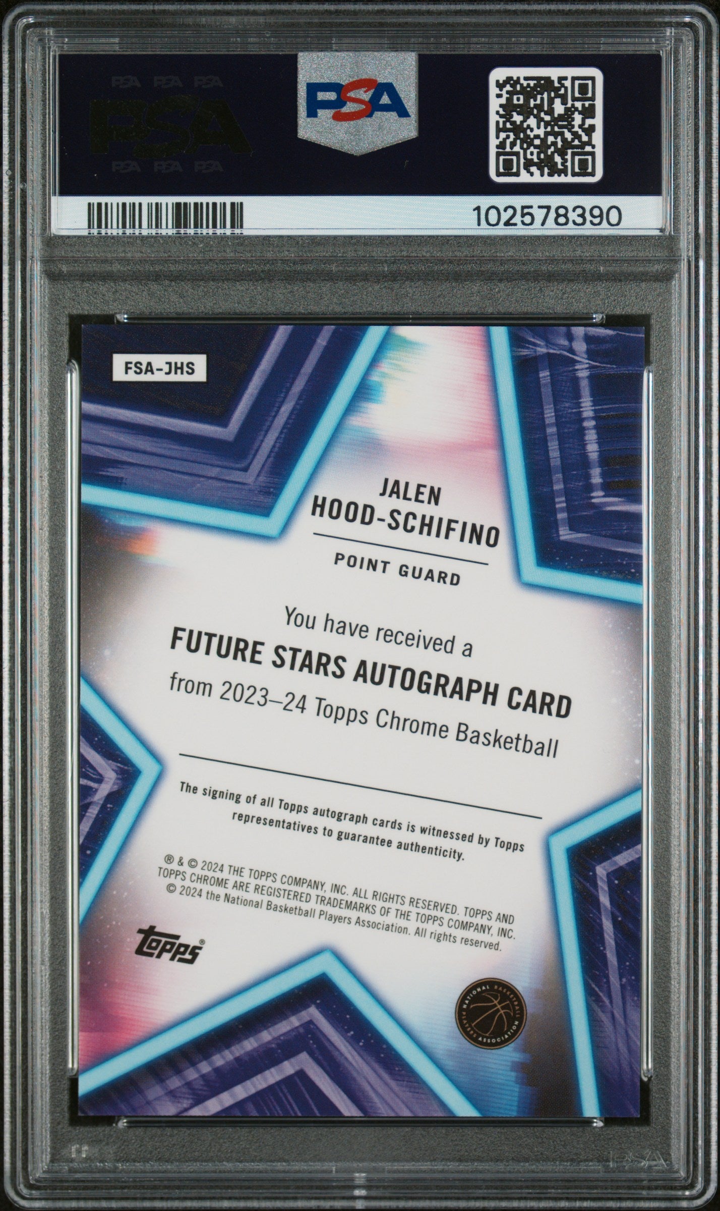 2023 Topps Chrome Future Stars Autographs Jalen Hood-Schifino #FSAJHS PSA 10