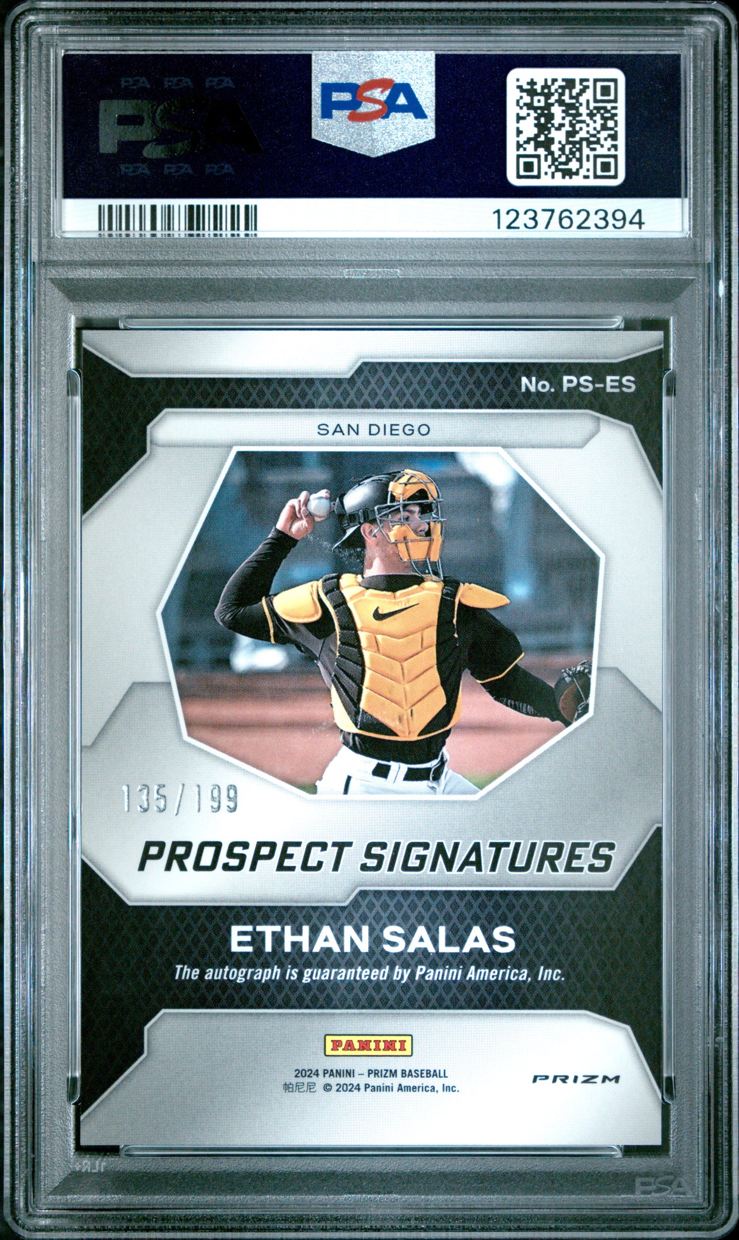 2024 Panini Prizm Prospect Signatures Ethan Salas #PSES Pulsar PSA 10