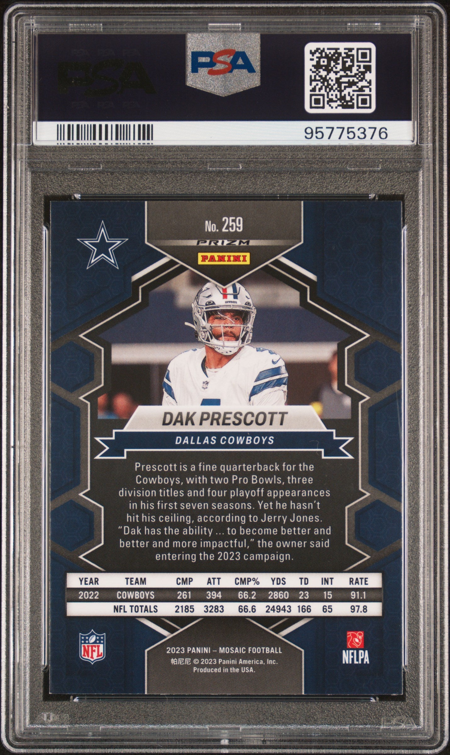 2023 Panini Mosaic Dak Prescott #259 Honeycomb PSA 9