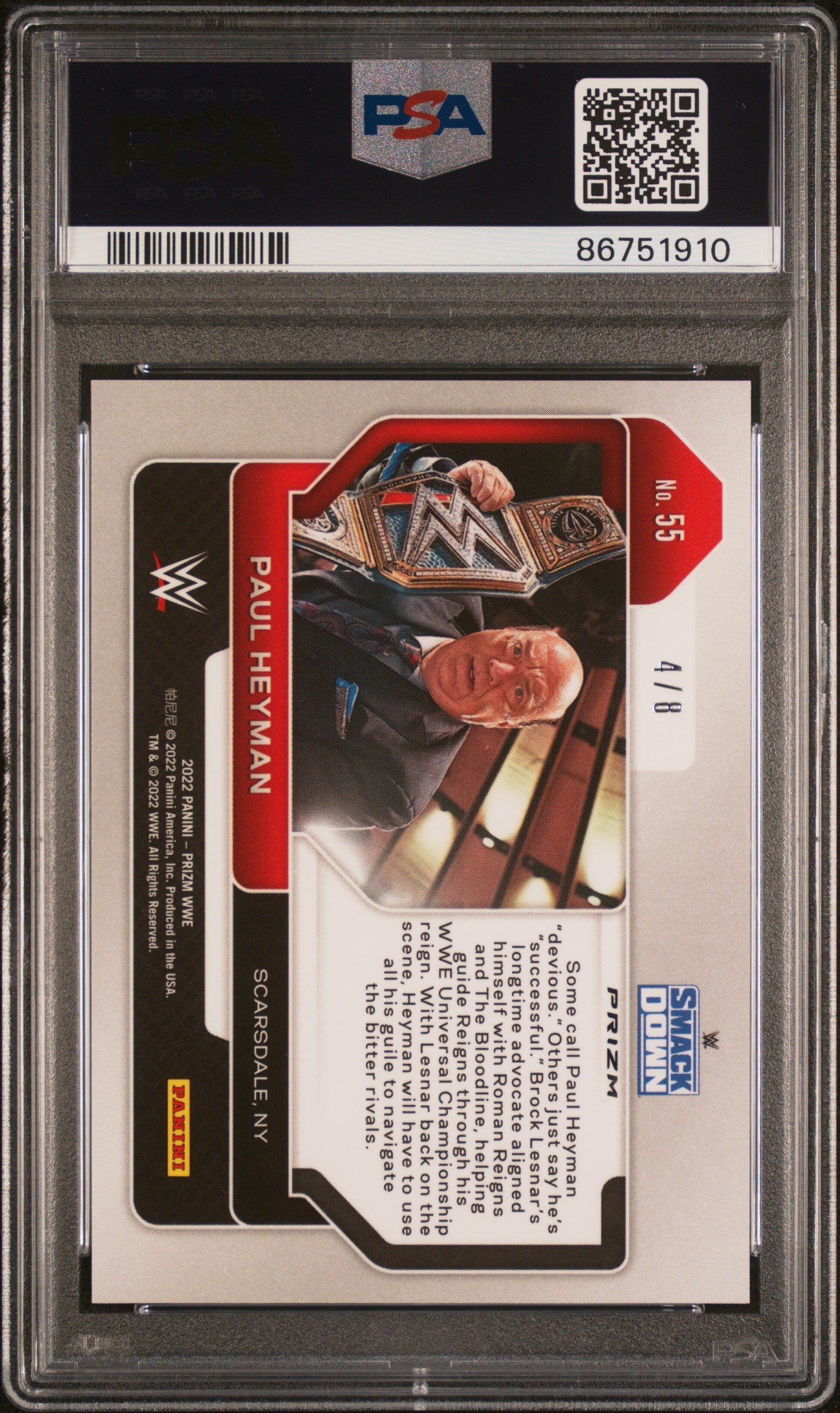 2022 Panini Prizm WWE Paul Heyman #55 Lucky Envelopes PSA 9