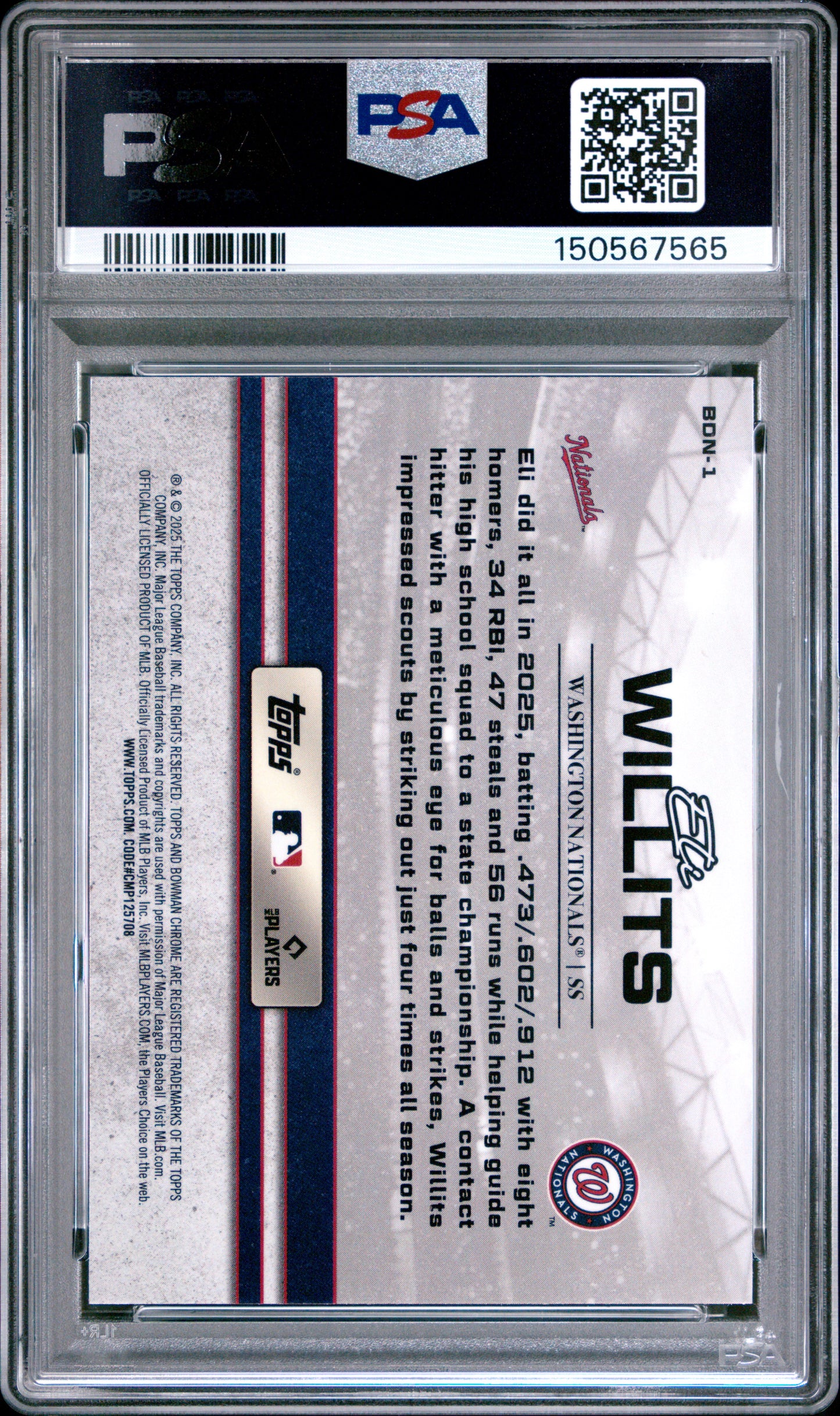 2025 Bowman Draft Bowman Draft Night Eli Willits #BDN-1 PSA 10