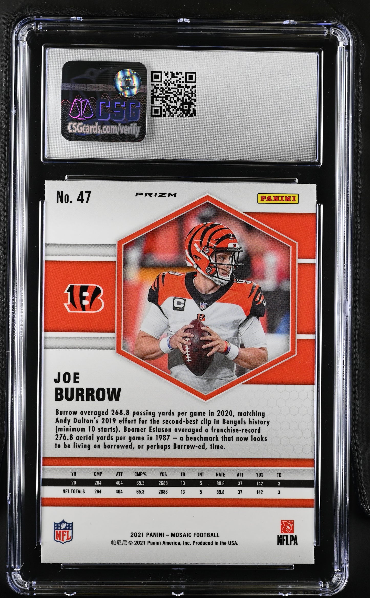 2021 Panini Mosaic Joe Burrow #47 Reactive Blue CGC 9.5