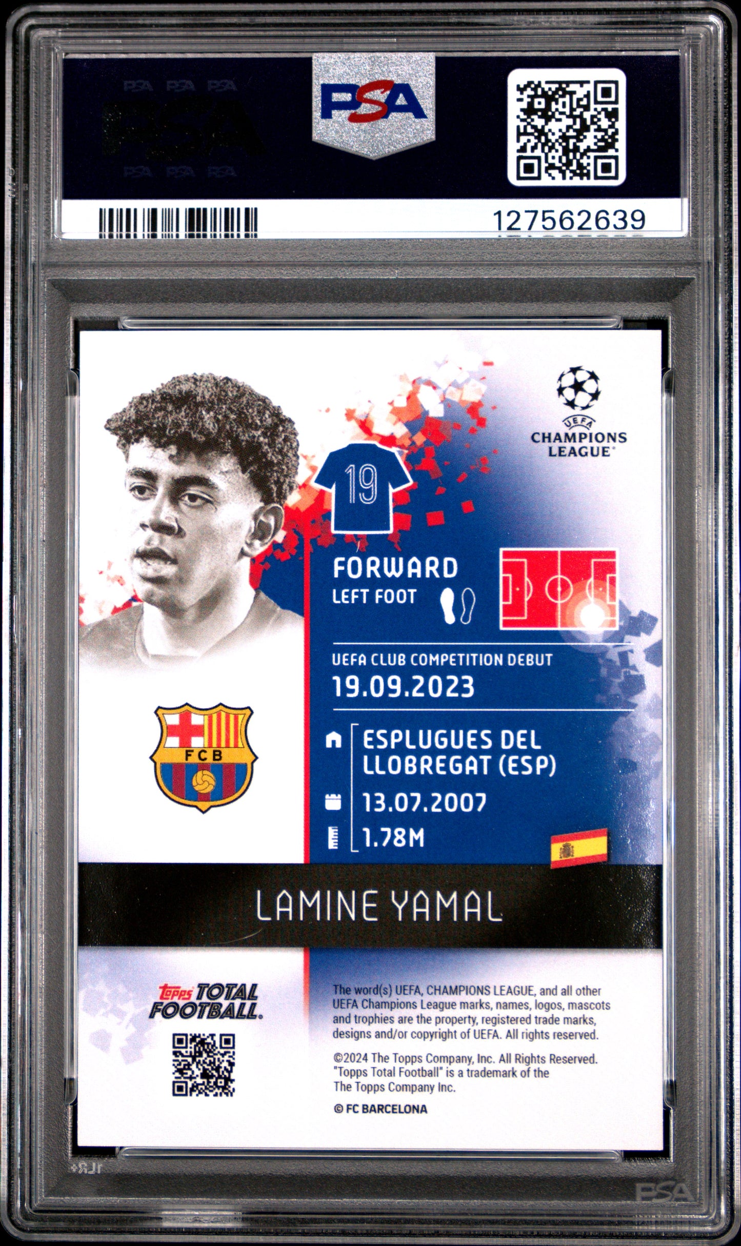 2024-25 Topps Total Football Lamine Yamal #1154 Black & White /10 PSA 9