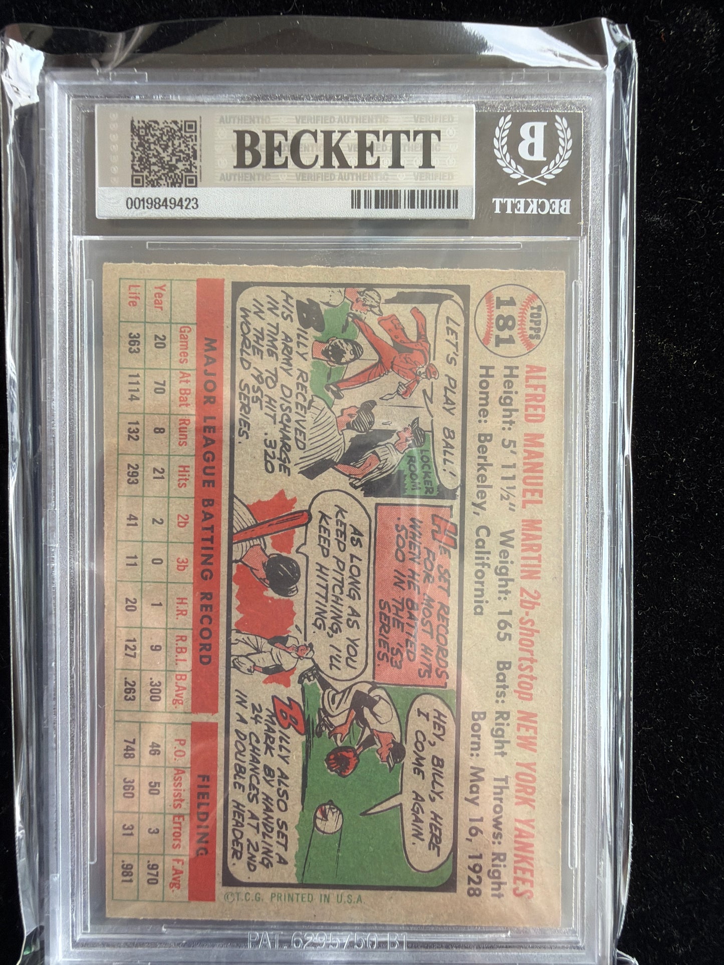 1956 Topps Billy Martin #181 BVG 5.5