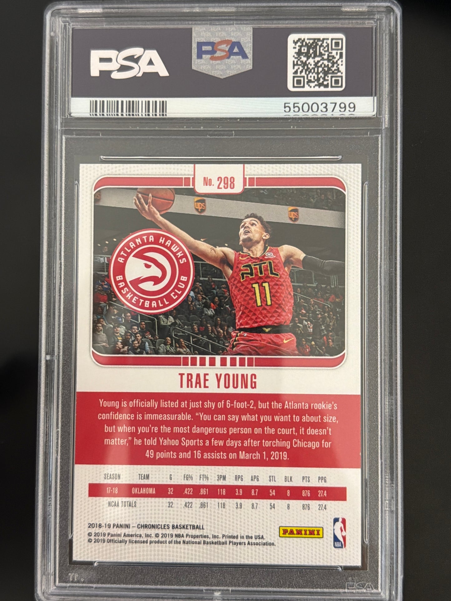 2018 Panini Chronicles Trae Young #298 PSA 10