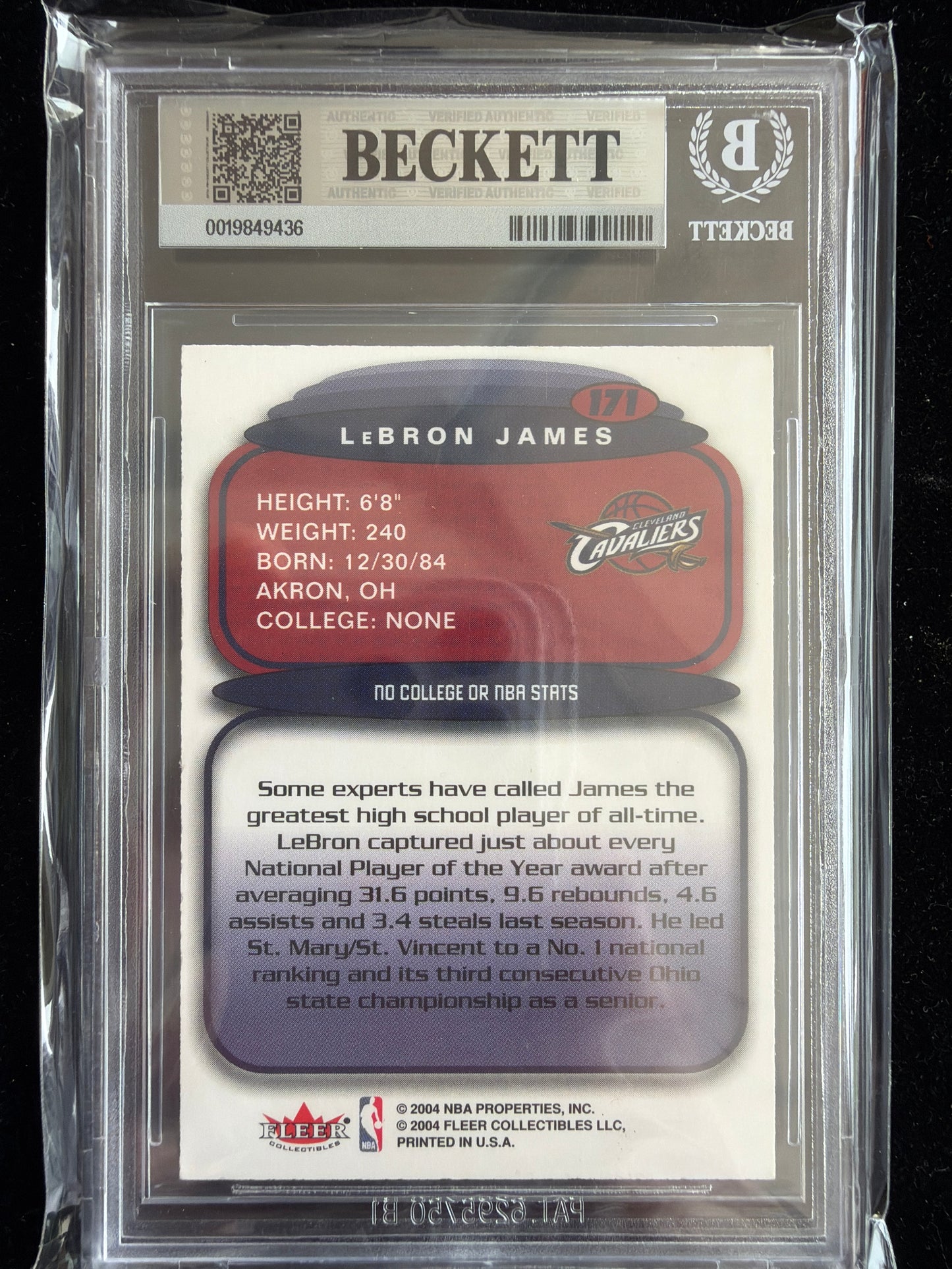 2004 Ultra Hummer H2 LeBron James #171A BGS 7