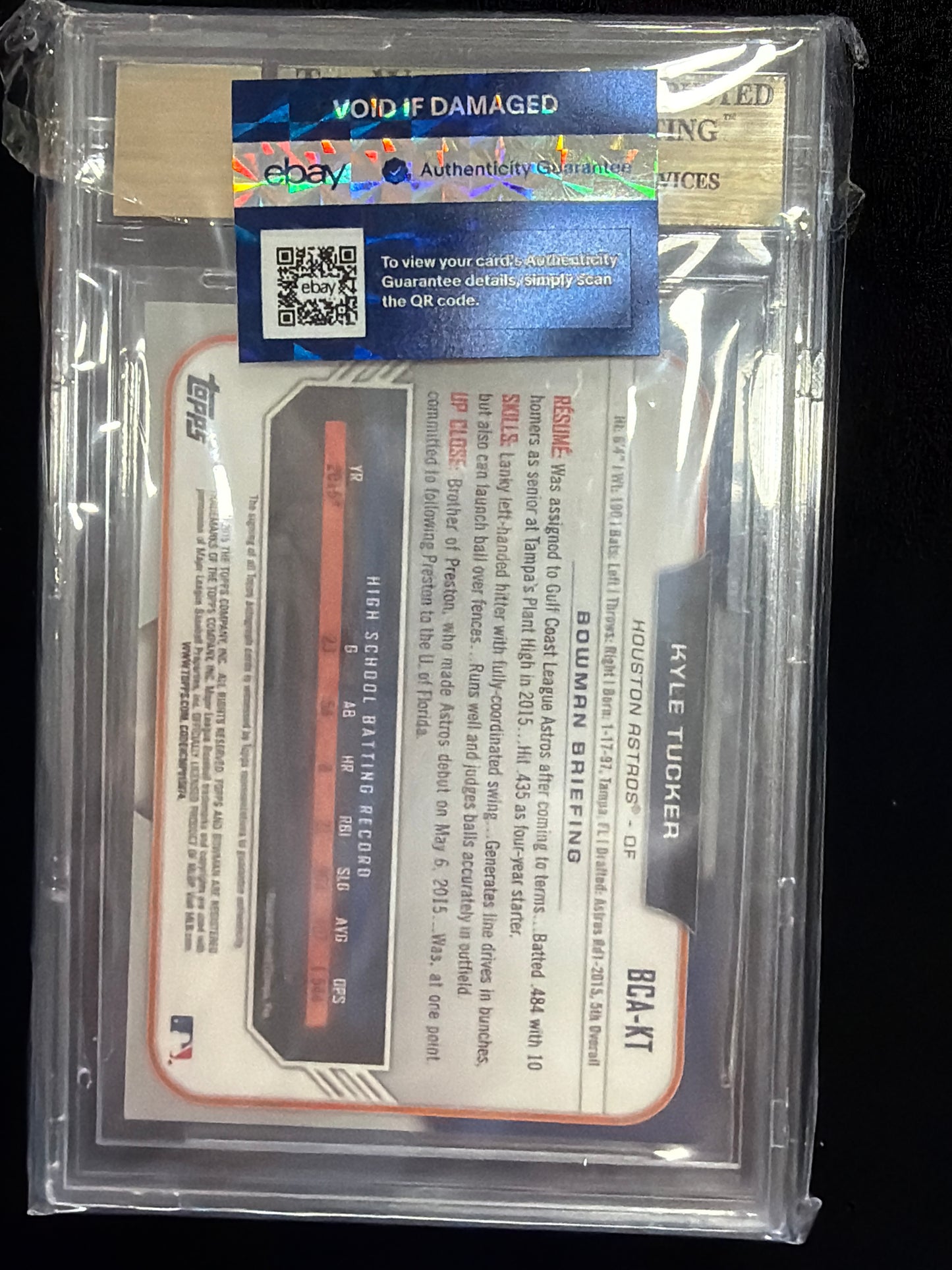 2015 Bowman Chrome Draft Pick Autographs Refractors Kyle Tucker #BCAKT BGS 9.5