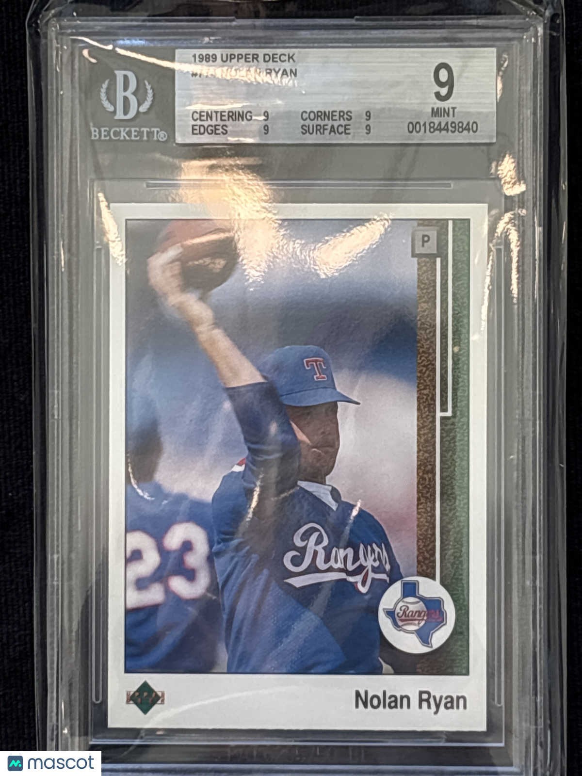 1989 Upper Deck Throwing football Nolan Ryan #774 /Throwing BGS 9