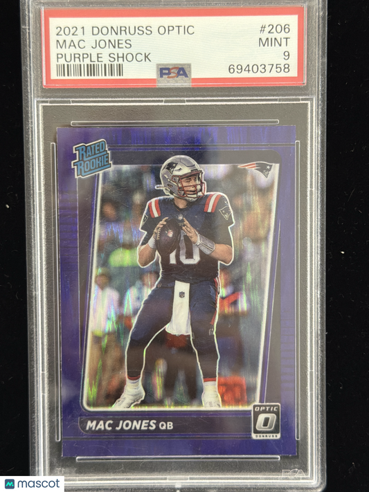 2021 Panini Donruss Optic Mac Jones #206 Purple Shock PSA 9