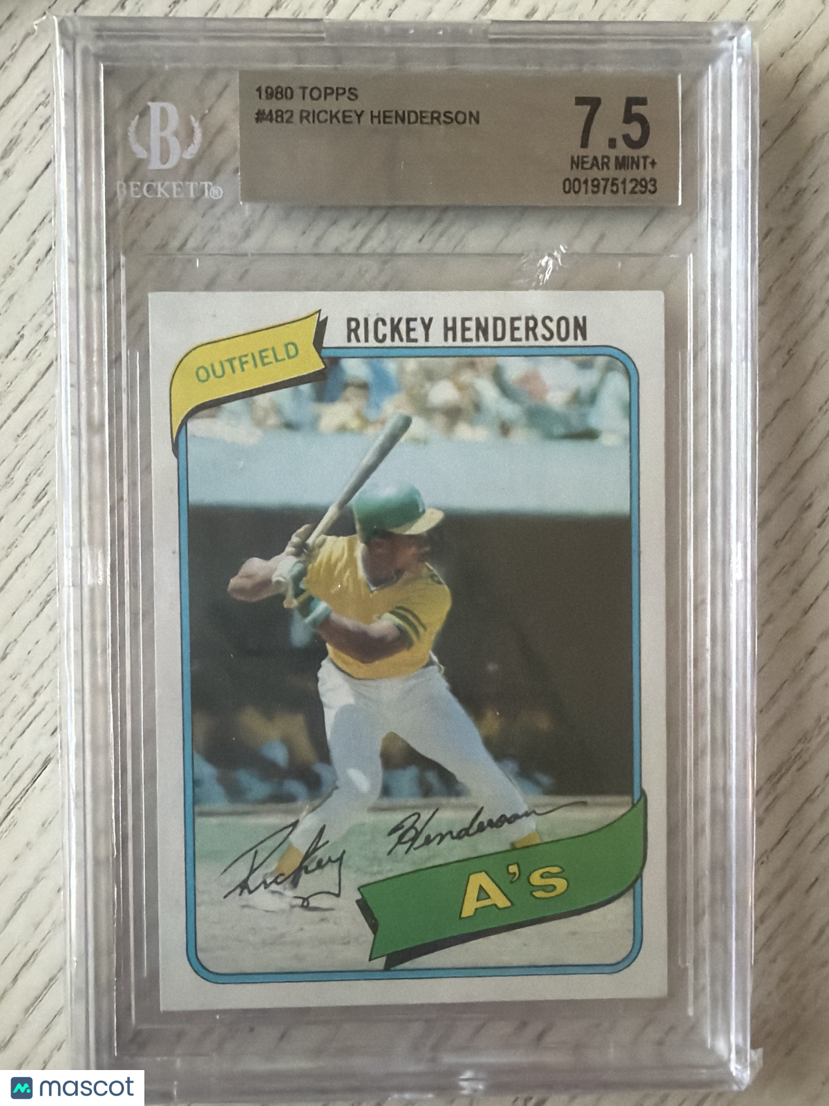 1980 Topps Rickey Henderson Fresno UER 7 steals at #482 /UER Rookie BVG 7.5