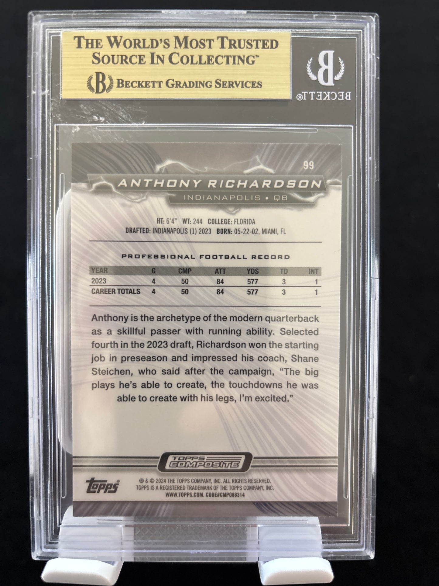 2023 Topps Composite Anthony Richardson RESURGE #99 BGS 9.5