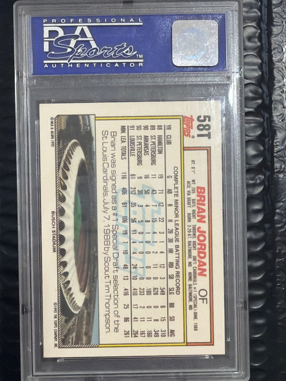 1992 Topps Traded Brian Jordan #58T PSA 9