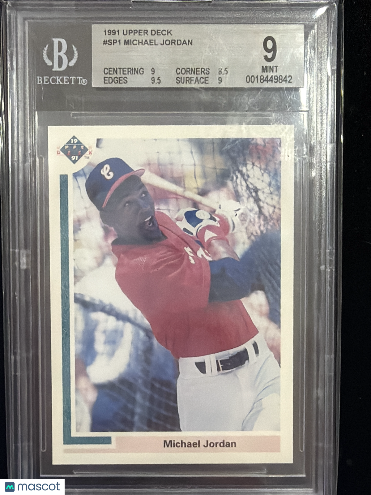 1991 Upper Deck White Sox Michael Jordan SP Shown batting in #SP1 /Shown BGS 9
