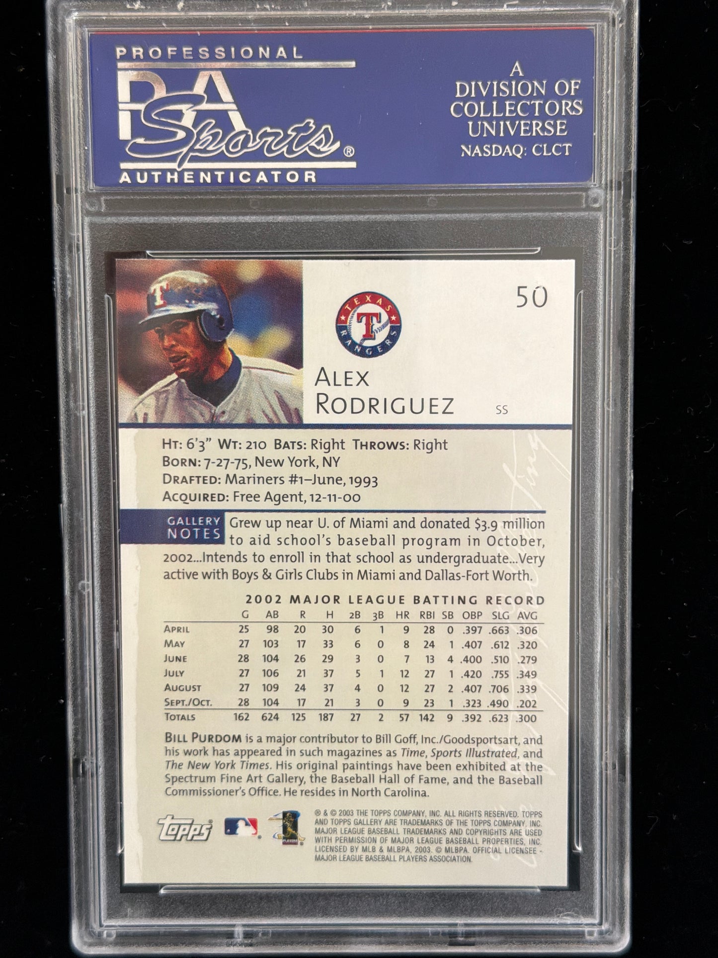2003 Topps Gallery Alex Rodriguez #50 PSA 10
