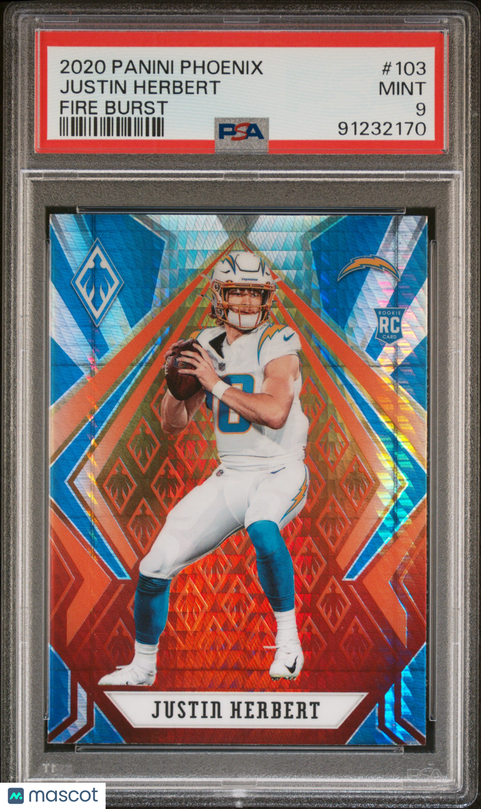 2020 Panini Phoenix Justin Herbert #103 Fire Burst PSA 9