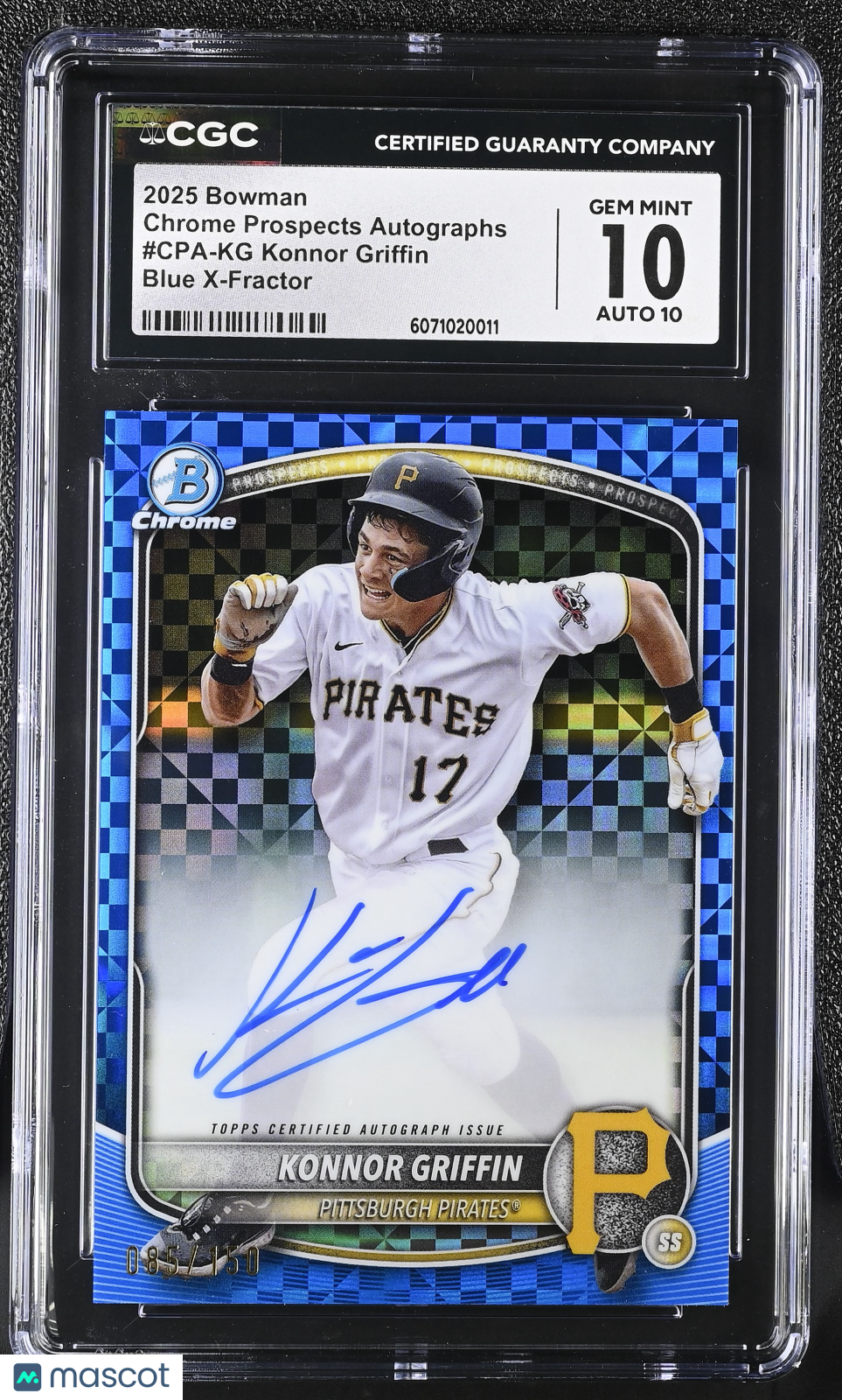 2025 Konnor Griffin #CPA-KG Blue /150 Chrome Prospects Autographs CGC 10 Auto 10