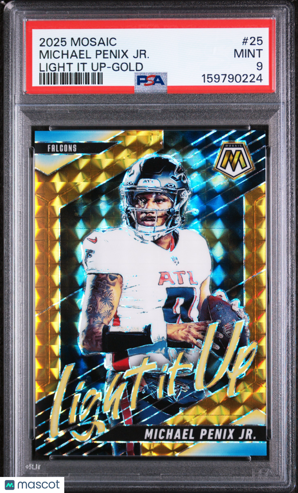 2025 Panini Mosaic Light It Up Michael Penix JR. #25 Gold PSA 9