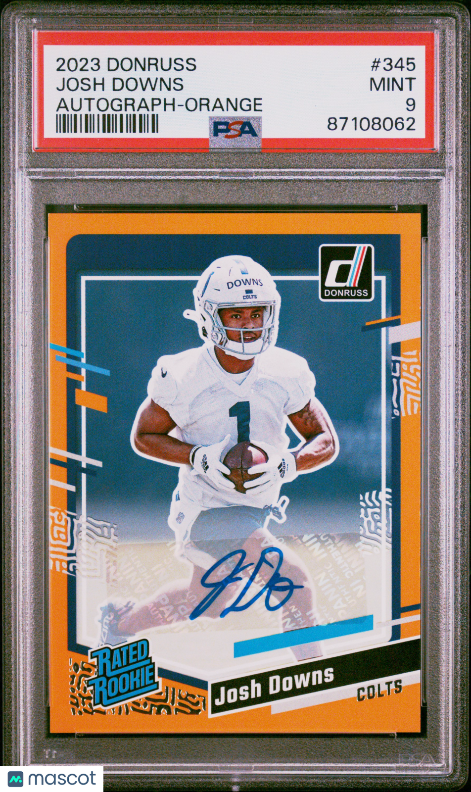 2023 Panini Donruss Josh Downs #345 Autograph Orange PSA 9