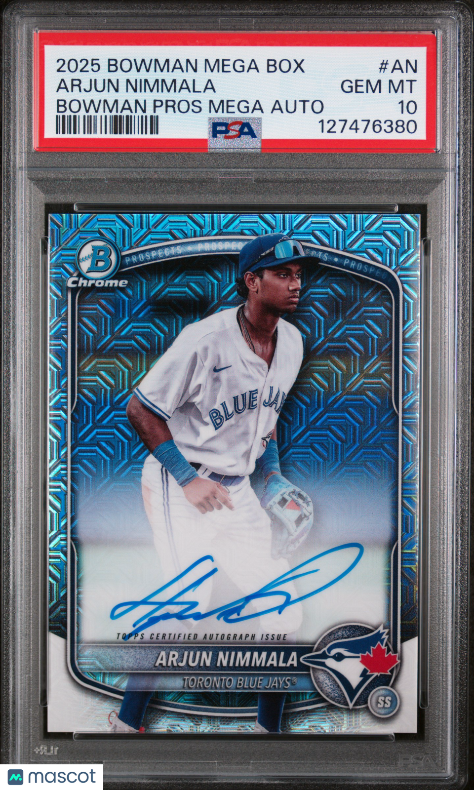 2025 Bowman Mega Box Bowman Prospect Mega Autographs Arjun Nimmala #AN PSA 10