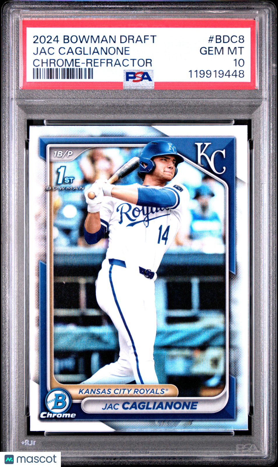 2024 Bowman Draft Jac Caglianone #BDC8 Chrome Refractor PSA 10