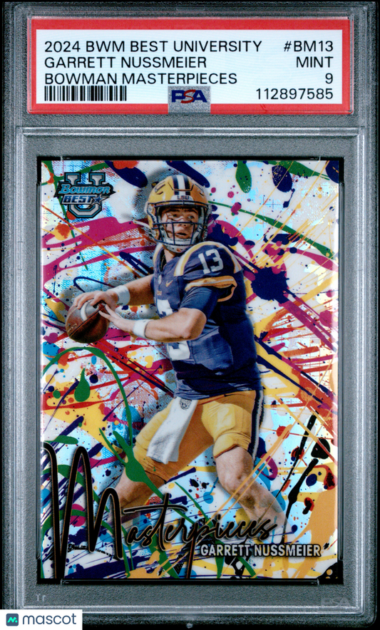 2024 Bowman Best University Bowman Masterpieces Garrett Nussmeier #BM13 PSA 9