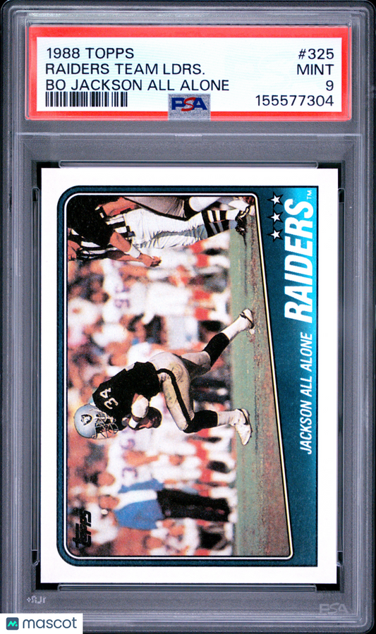 1988 Topps Raiders Team Ldrs. #325 Bo Jackson All Alone PSA 9