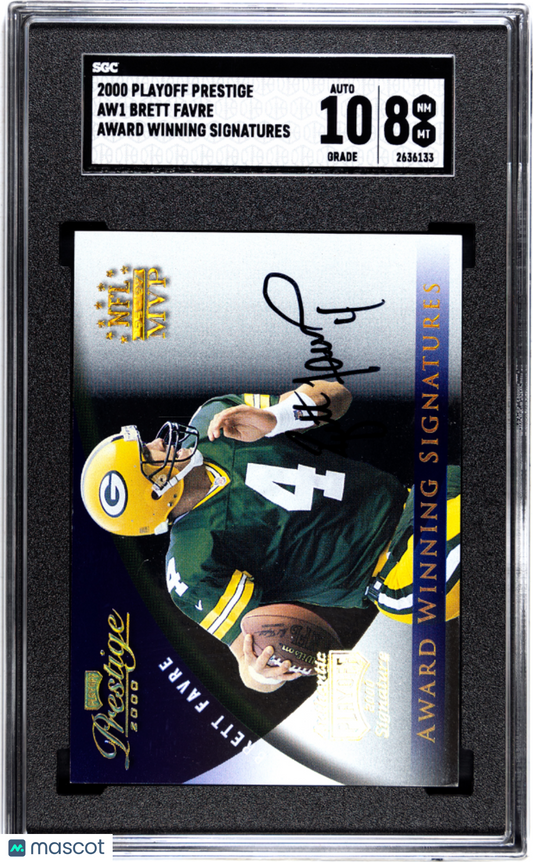 2000 Playoff Prestige Brett Favre #AW1 Award Winning Sigs. SGC 8 Auto 10