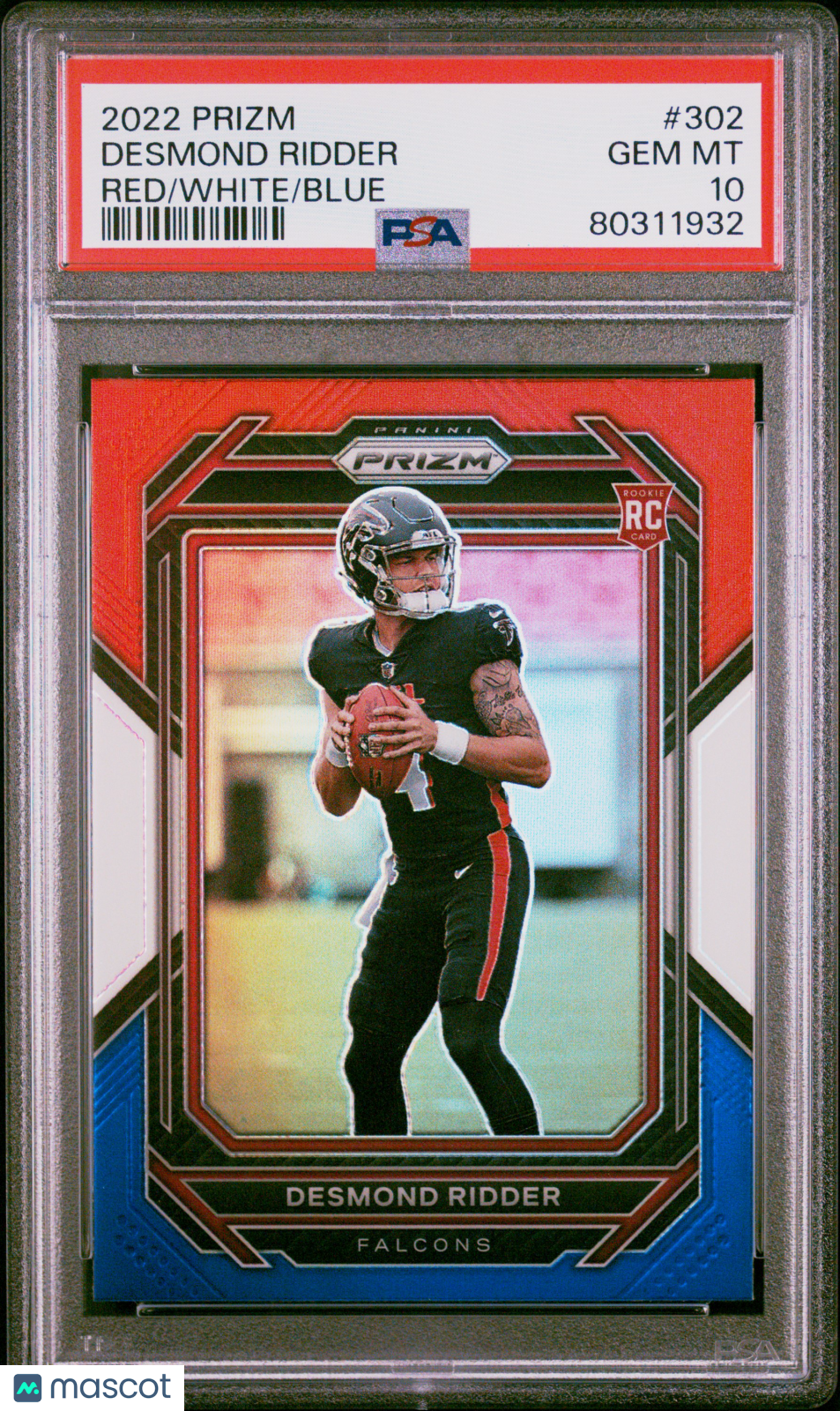 2022 Panini Prizm Desmond Ridder #302 Red White Blue PSA 10