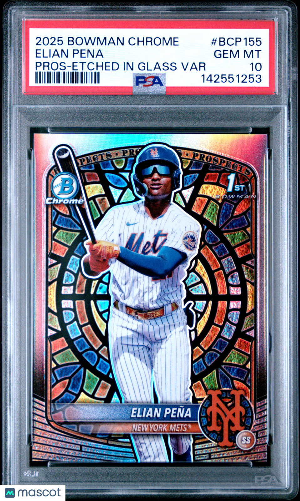 2025 Bowman Chrome Prospects Elian Pena #BCP155 Etched In Glass Var PSA 10
