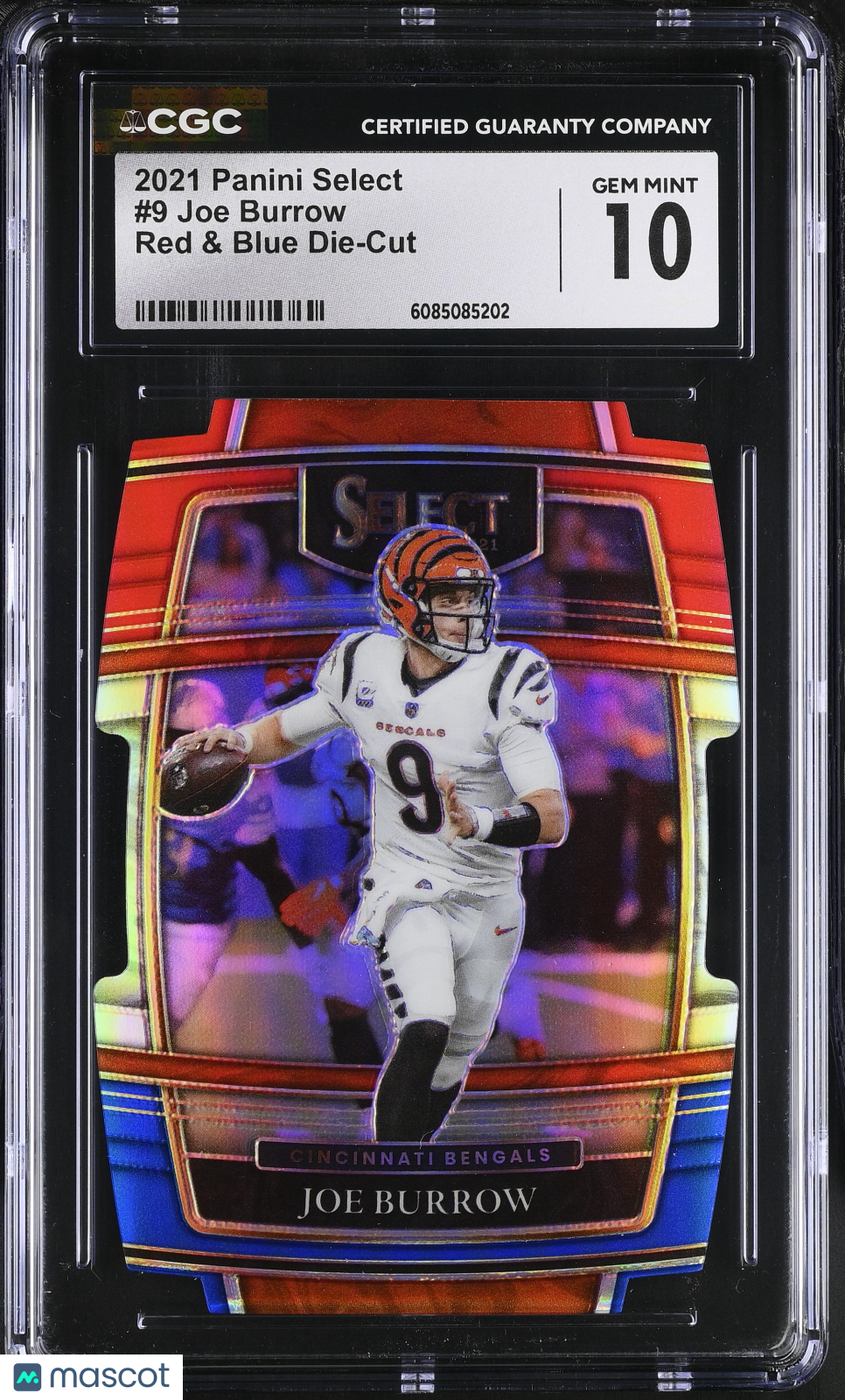 2021 Panini Select Joe Burrow #9 Red & Blue Die-Cut CGC 10