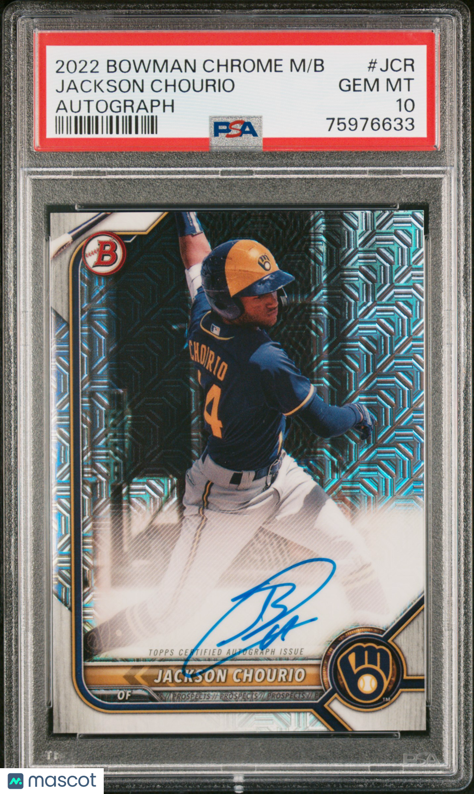 2022 Bowman Chrome Mega Box Autographs Jackson Chourio #JCR PSA 10