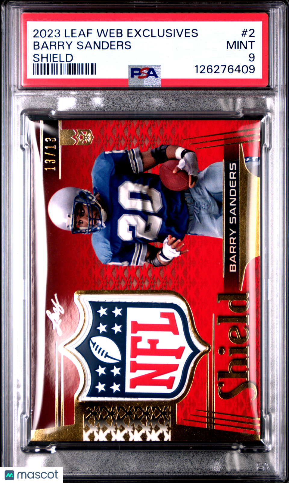 2023 Leaf Web Exclusives Barry Sanders #2 Shield /13 PSA 9