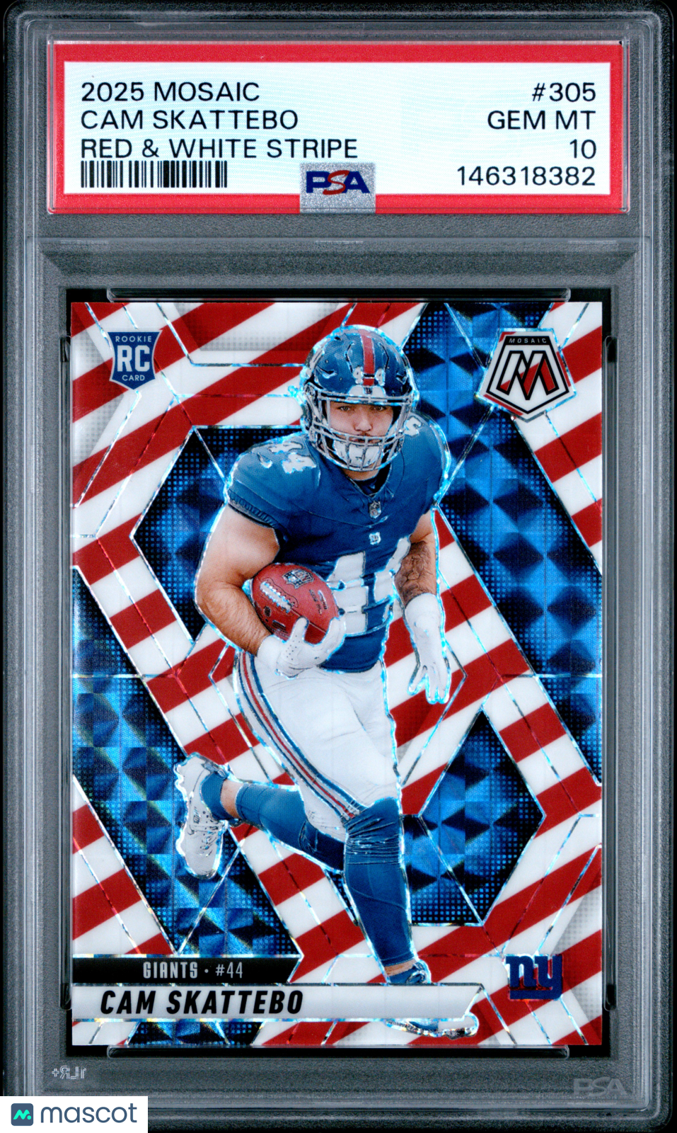 2025 Panini Mosaic Cam Skattebo #305 Red & White Stripe PSA 10