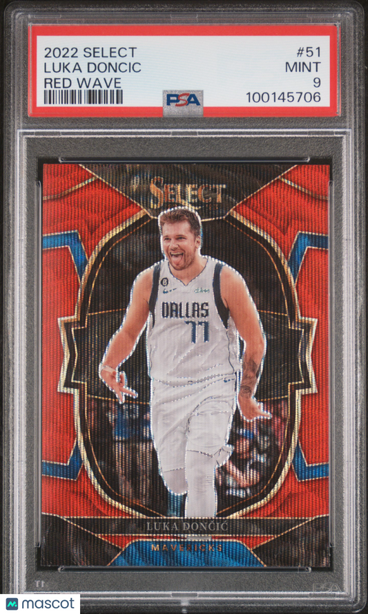 2022 Panini Select Luka Doncic #51 Red Wave PSA 9