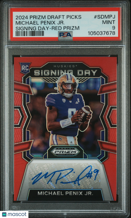 2024 Panini Prizm Draft Picks Signing Day Michael Penix JR. #SDMPJ Red PSA 9