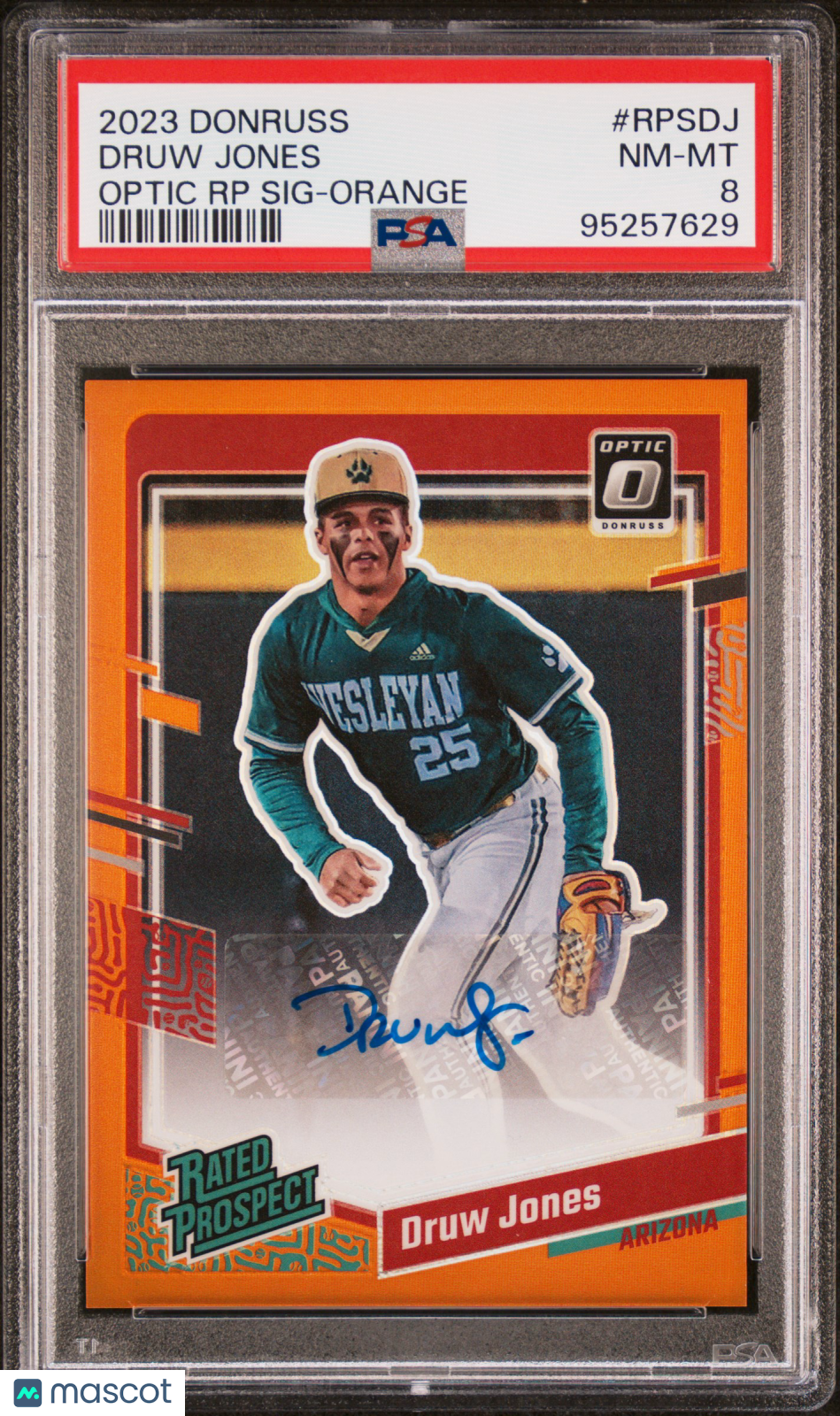2023 Panini Donruss Optic Prospect Signatures Druw Jones #RPSDJ RP Orange PSA 8