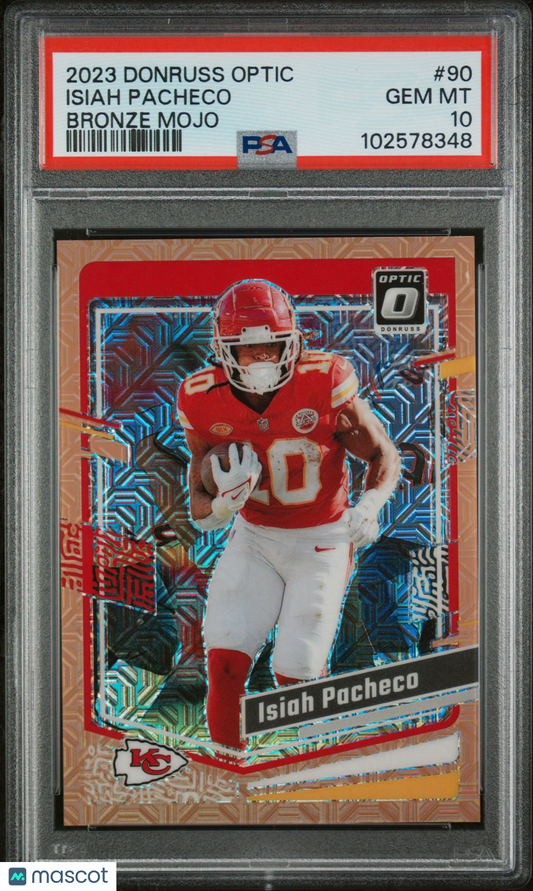 2023 Panini Donruss Optic Isiah Pacheco #90 Bronze Mojo PSA 10