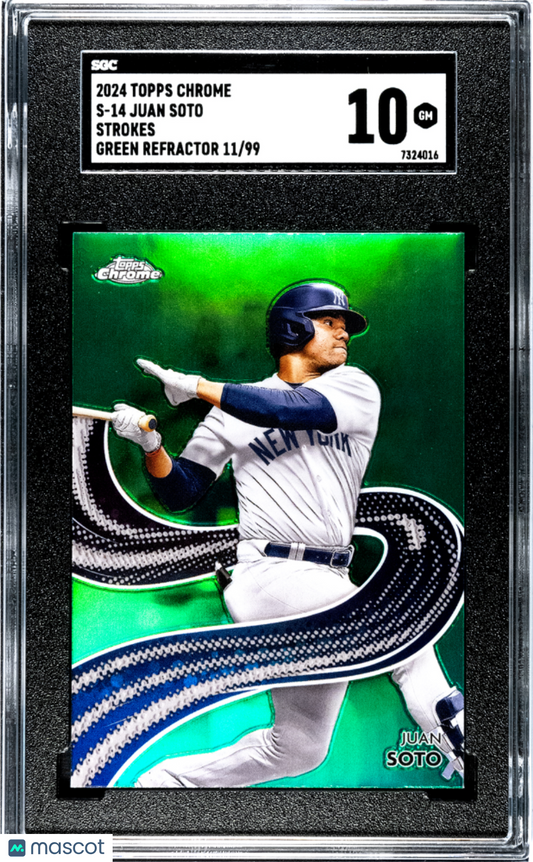 2024 Topps Chrome Juan Soto #S-14 Strokes Green Refractor 99 SGC 10